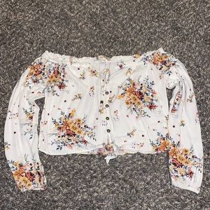 Long sleeve off the shoulder crop top